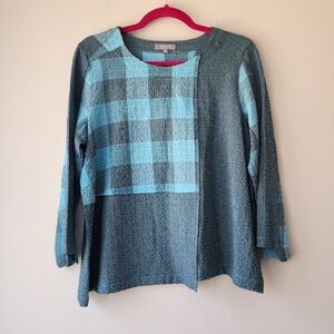 Habitat Asymmetrical Long Sleeve Shirt | Women's Small | Blue Black RN 125546